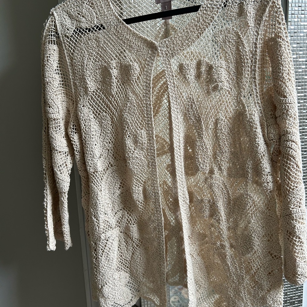 Chico's Beige Open-Knit Top